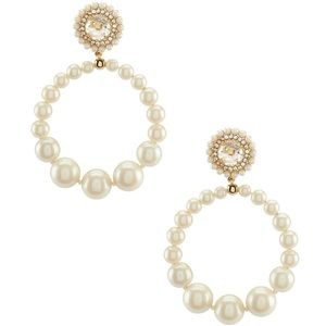 Kate Spade Luminous Pearl Hoop Statement Earrings